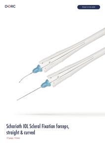 POM flyer 1286.SFD Scharioth IOL Scleral Fixation forceps, straight & curved. (25 gauge / 0.5mm) Dr Tennant